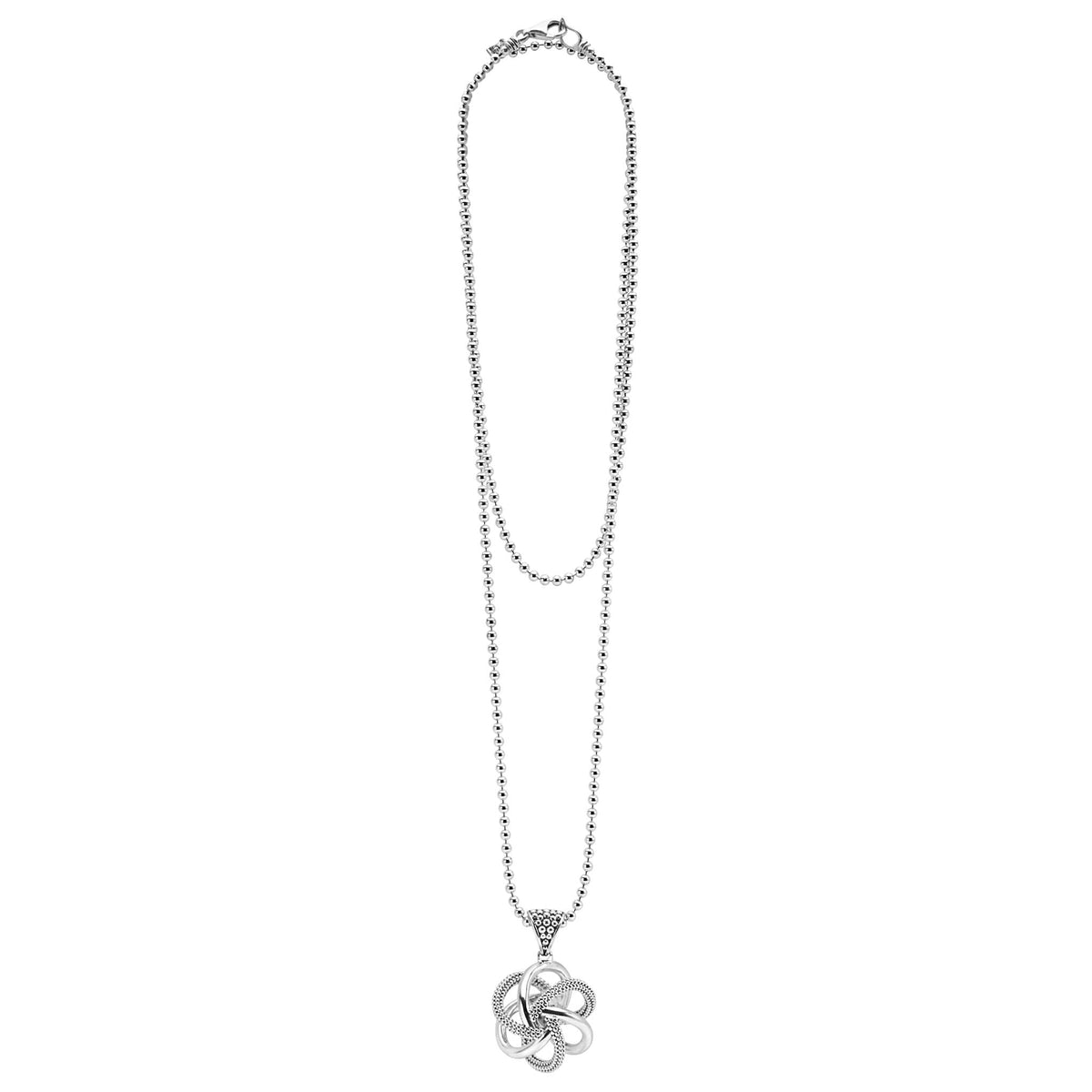 Love Knot Large Sterling Silver Pendant Necklace