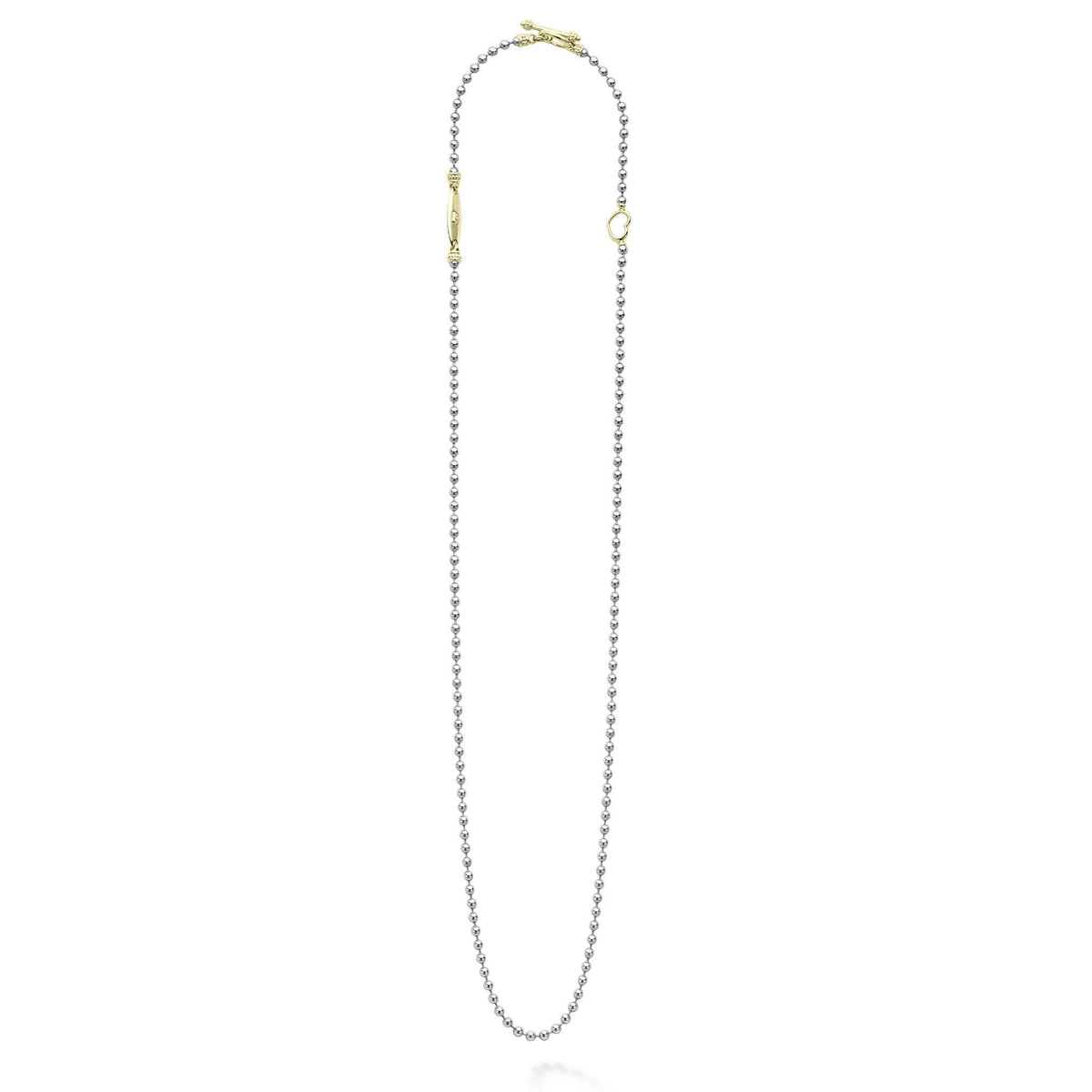 Signature Caviar Two-Tone Beaded Toggle Necklace