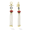 Studio 18K Gold Red Jasper and Pearl Diamond Tassel Earrings