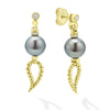 Studio 18K Gold Black Tahition Pearl Drop Earrings