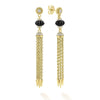 Featuring hand carved pumpkin beads set in pavé diamonds, these earrings are finished with delicate 18k gold chains with Black Agate details. Ideal for those seeking bold yet timeless style.