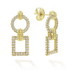 Studio 18K Gold & Diamond Circle Square Drop Earrings