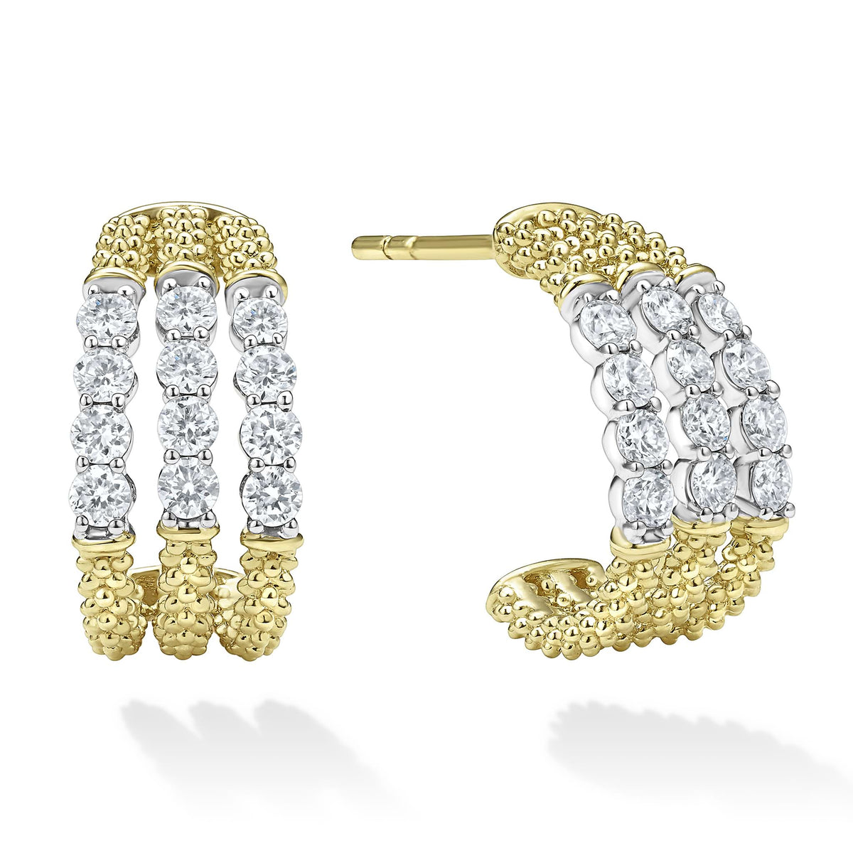 Signature Caviar Superfine Diamond Hoop Earrings – LAGOS