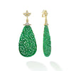 Intricately detailed jade gemstone is accented with rich 18k gold and diamonds forming these teardrop earrings. LAGOS diamonds are the highest quality natural stones.