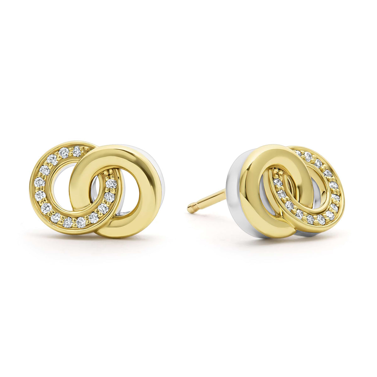 Signature Caviar Two-Tone Interlocking Diamond Stud Earrings – LAGOS