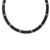 Black Caviar 18K Gold Single Station Ceramic Beaded Necklace | 9mm