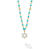 18k gold and black turquoise gemstones accented with round diamonds in a Star of David motif form this pendant necklace. LAGOS diamonds are the highest quality natural stones.