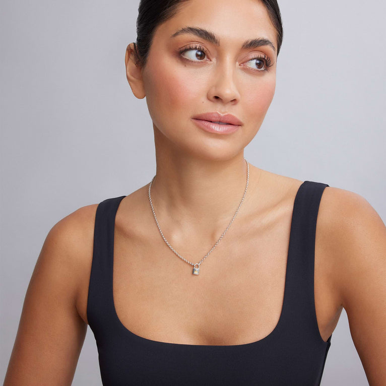 Lagos Beloved Large Lock Two-Tone Pendant Necklace