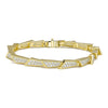 Featuring a sleek linear design adorned with sparkling diamonds, crafted from 18K Caviar gold, this bracelet offers timeless sophistication. Perfect for stacking or wearing solo.