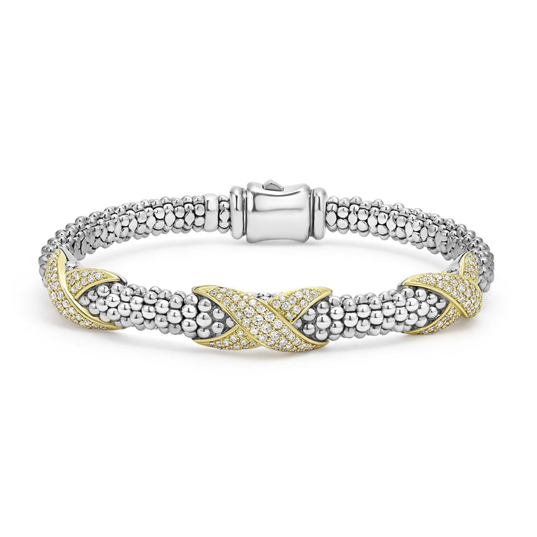 Embrace Three Station Diamond X Caviar Bracelet | 6mm – LAGOS