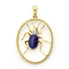 Lapis with diamond and smooth 18K gold form this beetle pendant.