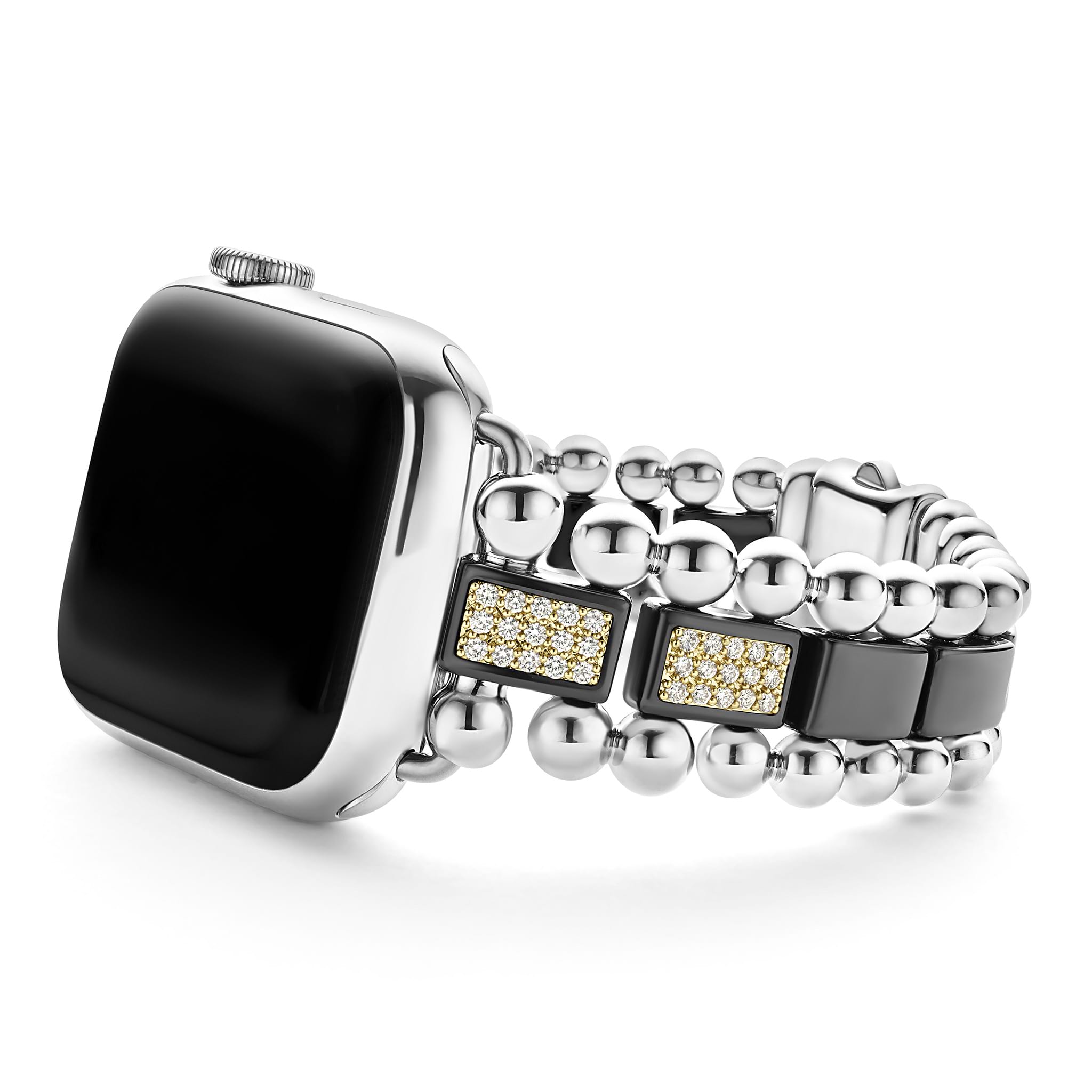 Smart Caviar Black Ceramic Half Diamond Watch Bracelet 38 45mm Lagos