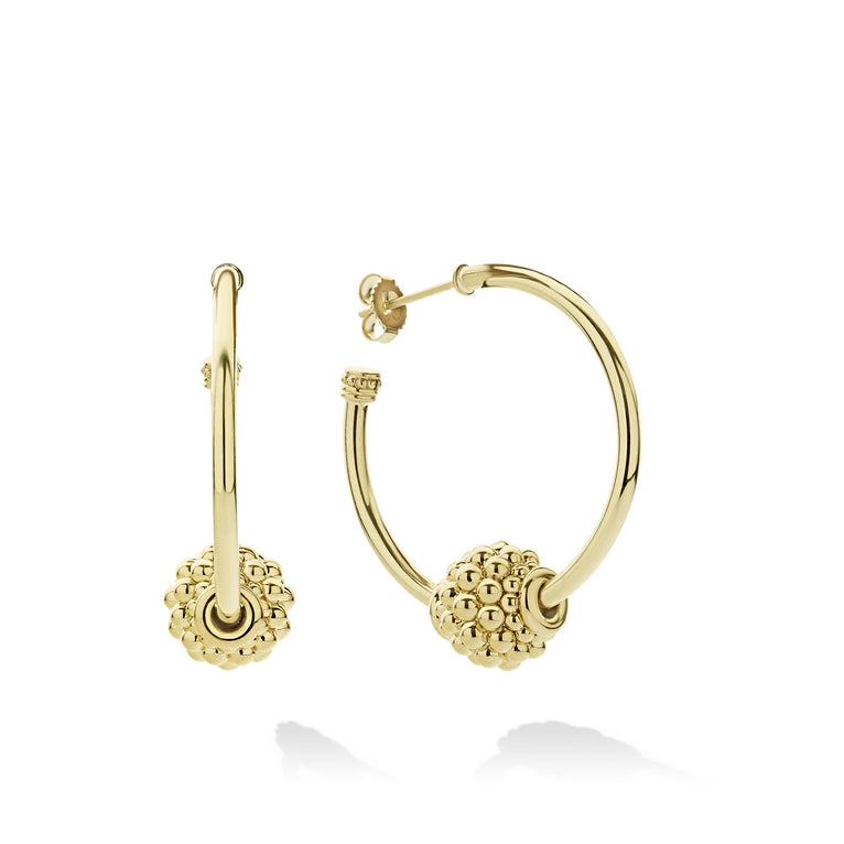 9ct Yellow Gold Ball Hoop Earrings | Ernest Jones