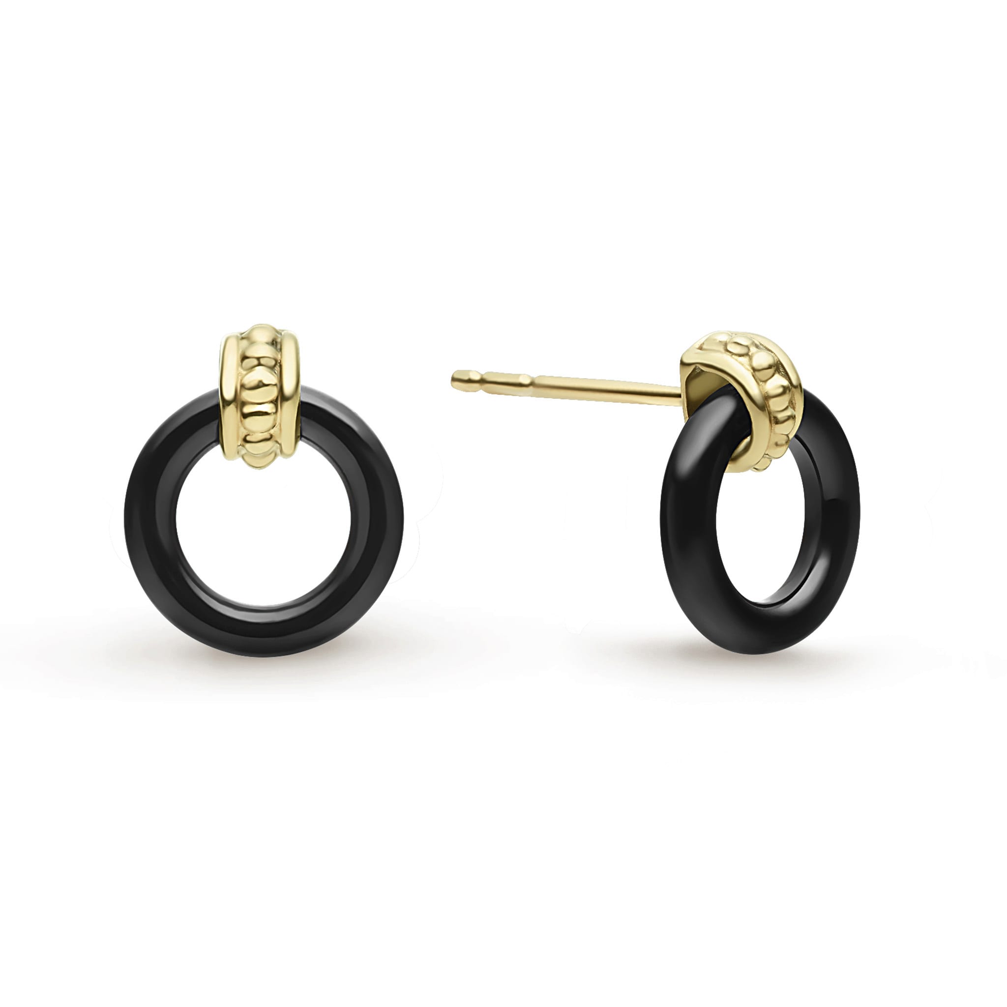 Inspired Stud Earrings 18k shops Gold Black