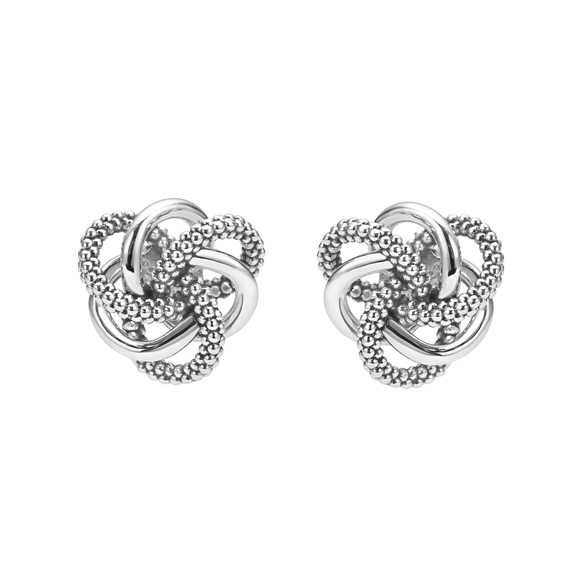 Presleigh Love Knot Stud Earrings in Bright Silver