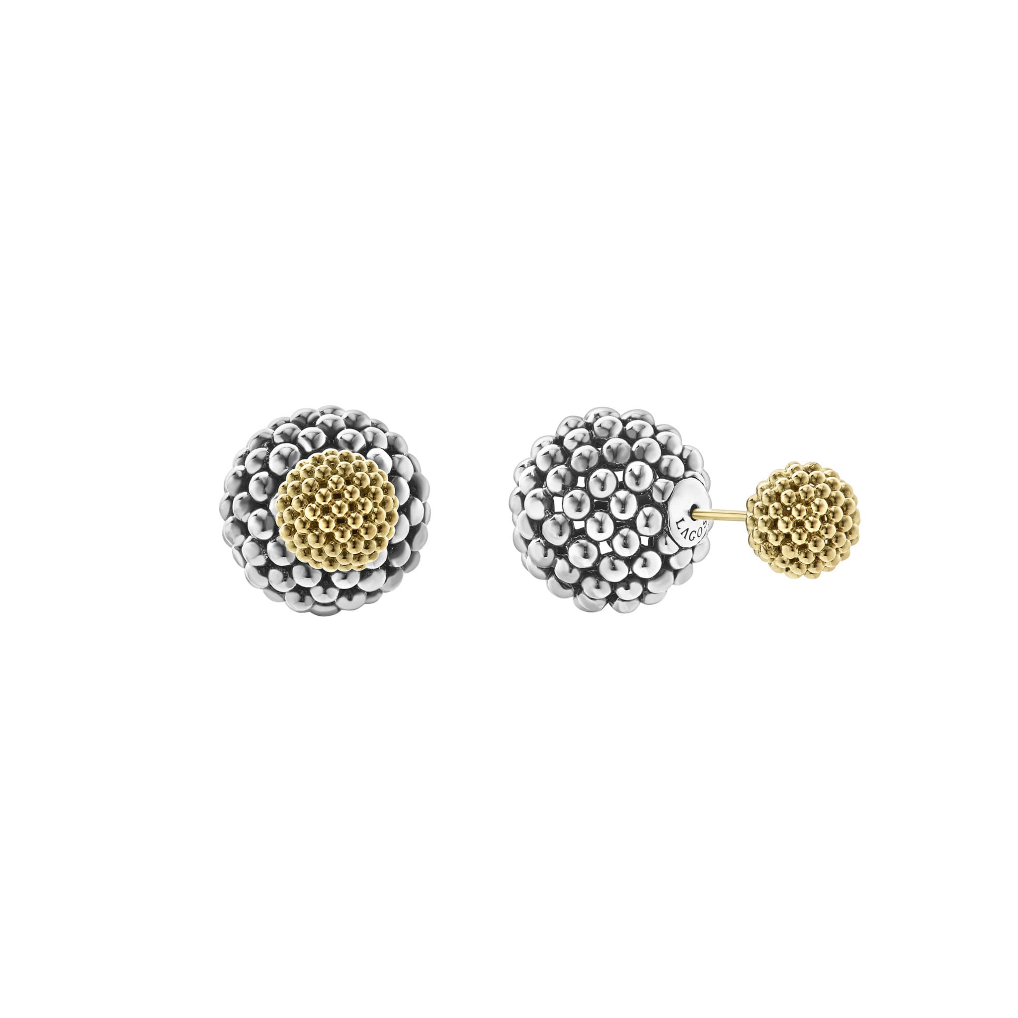 Pearl Front-Back Earrings, Signature Caviar