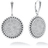 Pavé diamond circle drop earrings framed by sterling silver Caviar beading. LAGOS diamonds are the highest quality natural stones.