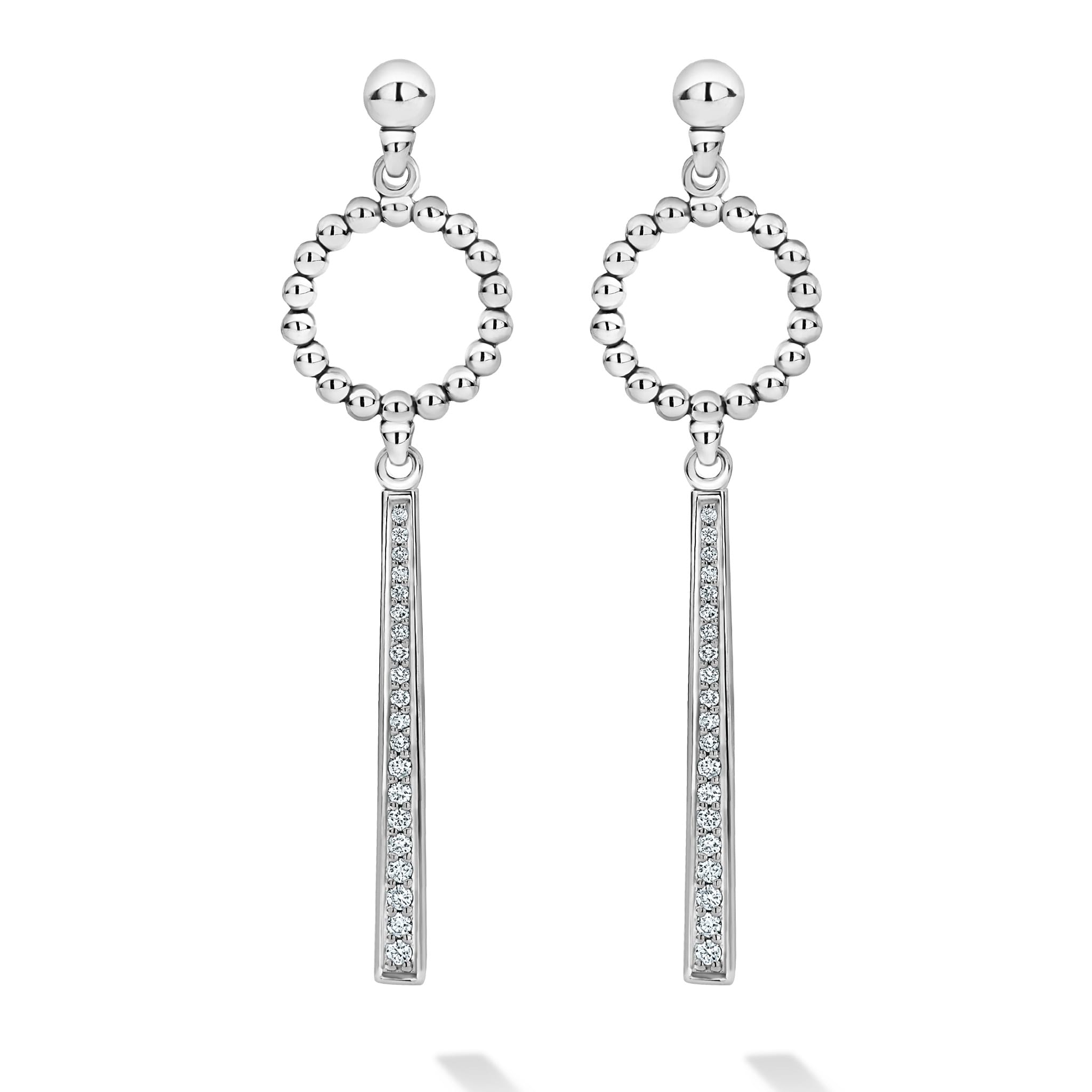 Caviar Spark Beaded Circle Diamond Drop Earrings – LAGOS