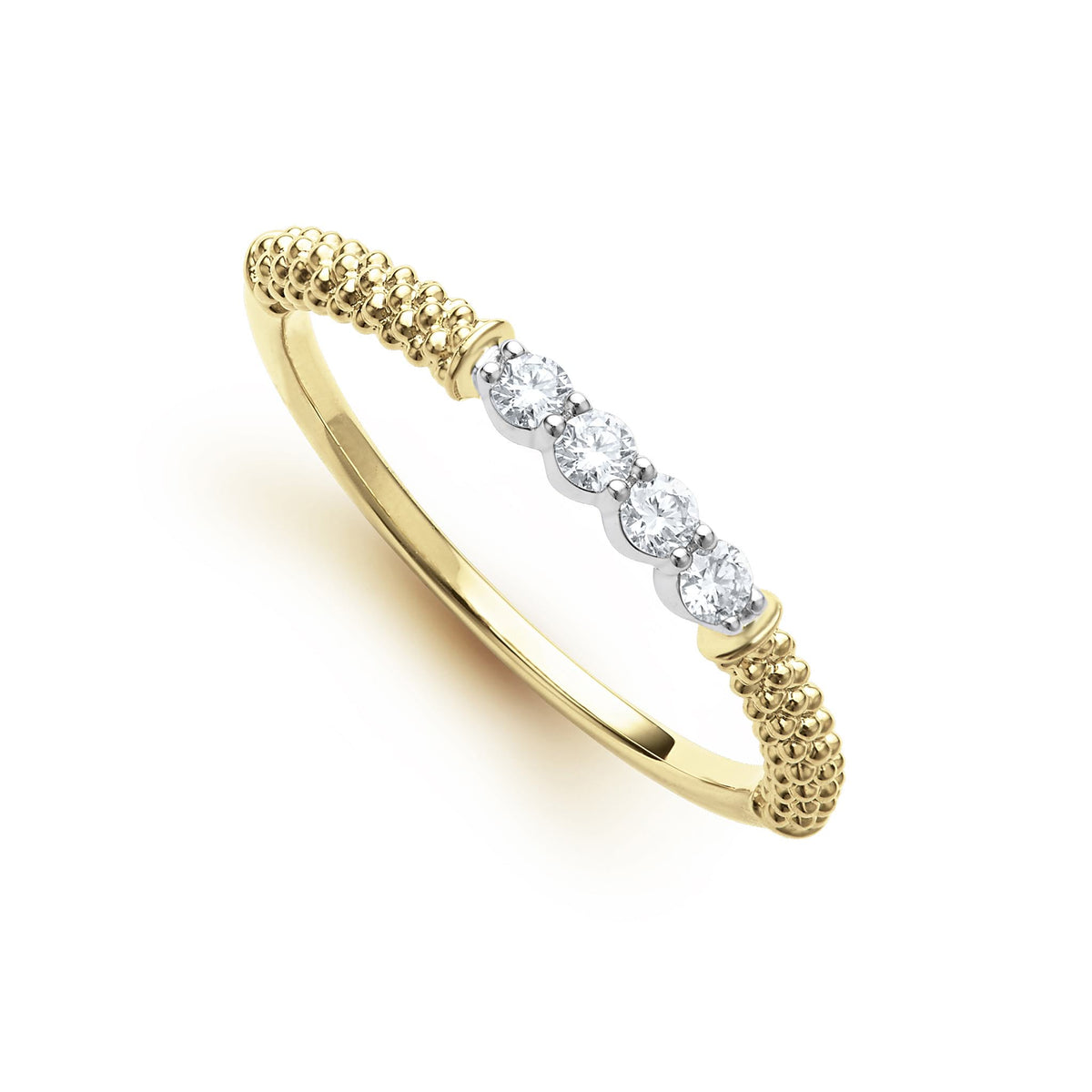 Signature Caviar 18K Gold Superfine Diamond Stacking Ring – LAGOS