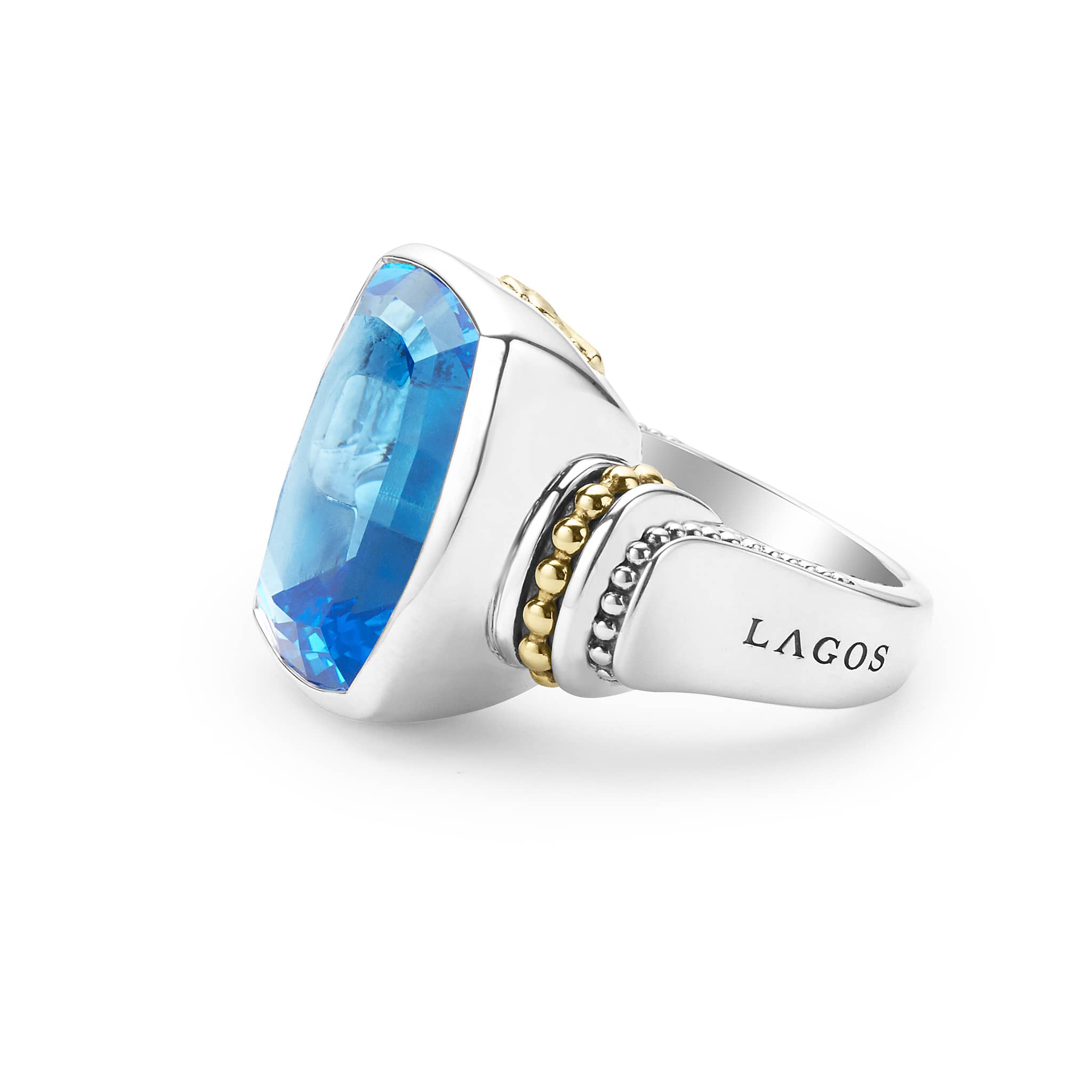 Large Swiss Blue Topaz Statement Ring | Caviar Color | LAGOS Jewelry