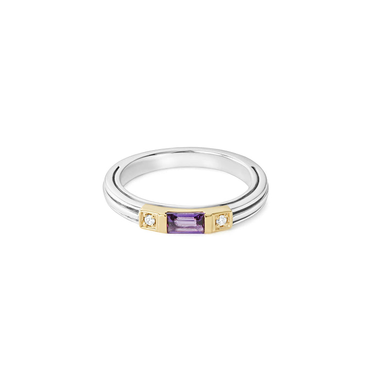 Lagos Caviar Sterling Silver and 18K outlets Amethyst Stackable Ring Size 7