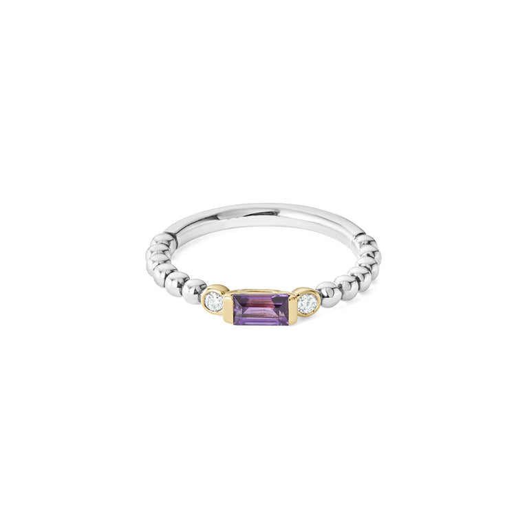 Lagos Caviar Sterling Silver and 18K outlets Amethyst Stackable Ring Size 7