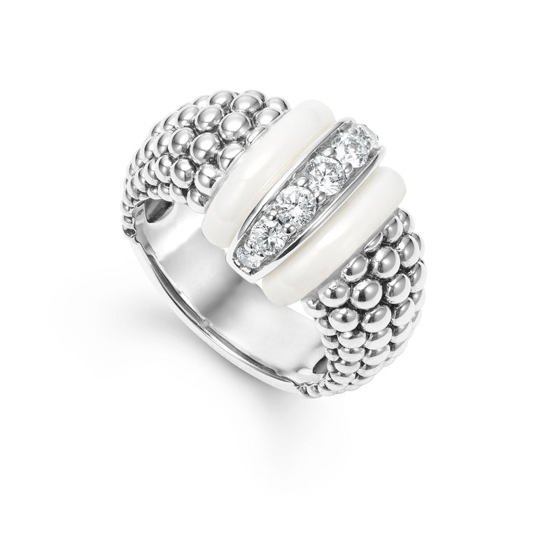 White Caviar Ceramic Caviar Diamond Ring – LAGOS