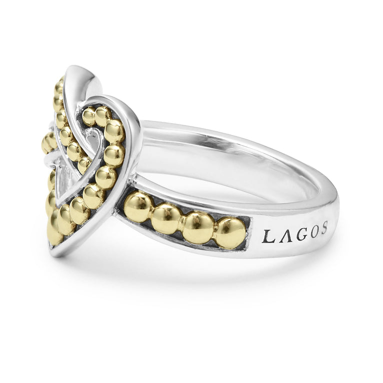 Beloved Large Two-Tone Heart Ring – LAGOS