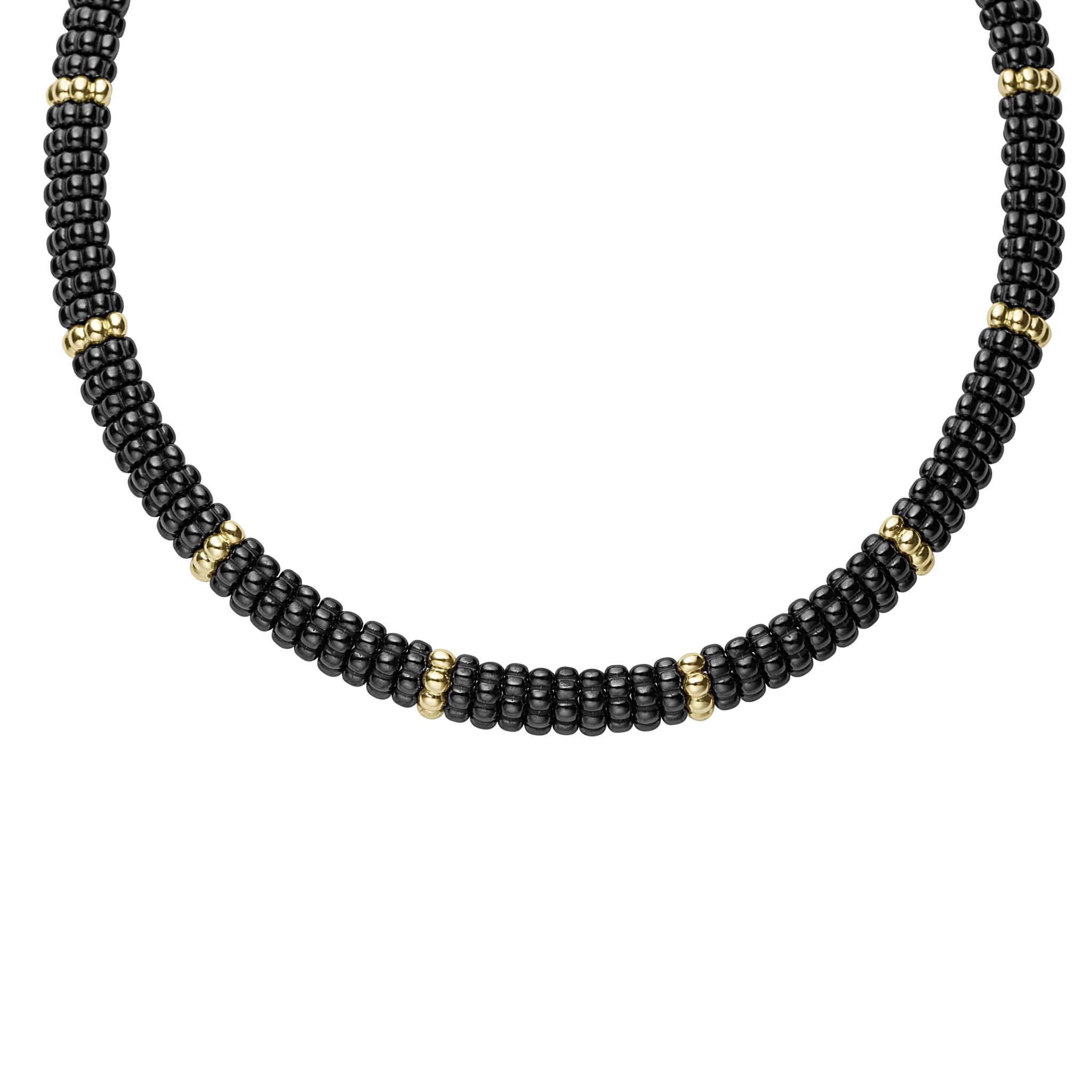 18K Gold Black Diamond Bead Chain 18 inch / Gold