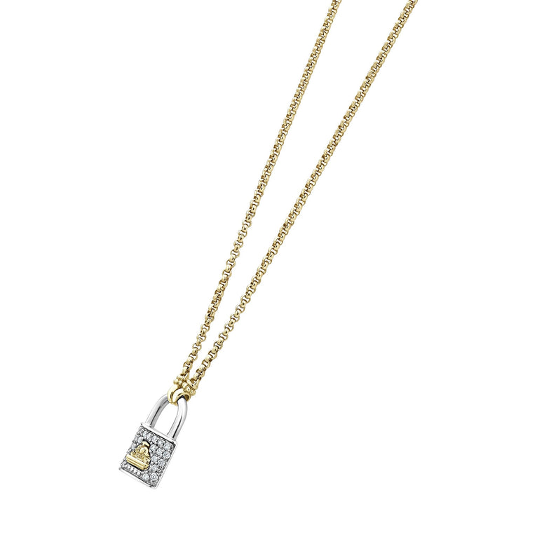 LAGOS Beloved Diamond Lock Pendant Necklace