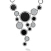 Pave diamond and onyx statement bib necklace with sterling silver Caviar beading. Onyx is a natural deep black stone. LAGOS diamonds are the highest quality natural stones.