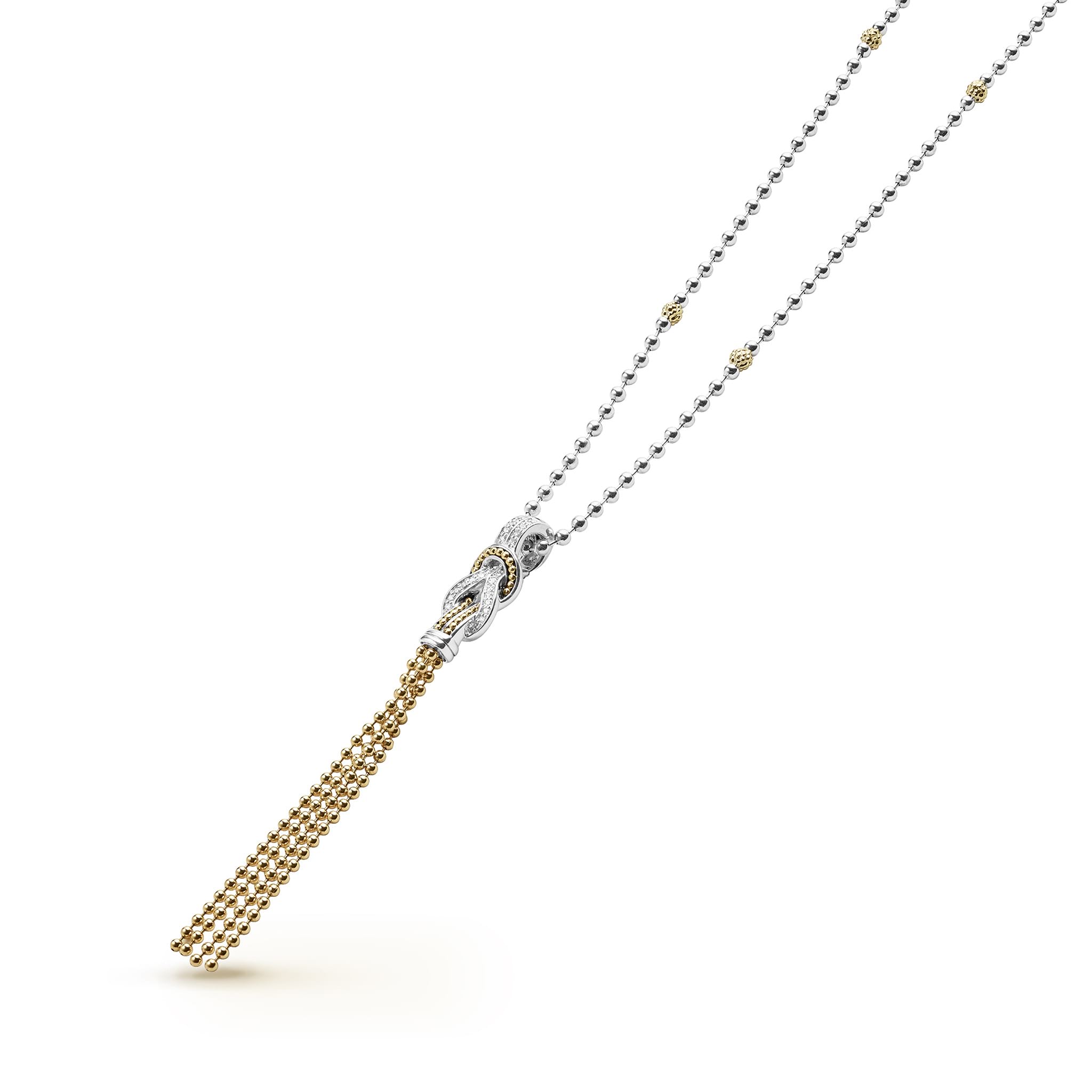 Newport Two-Tone Knot Diamond Tassel Pendant Necklace – LAGOS