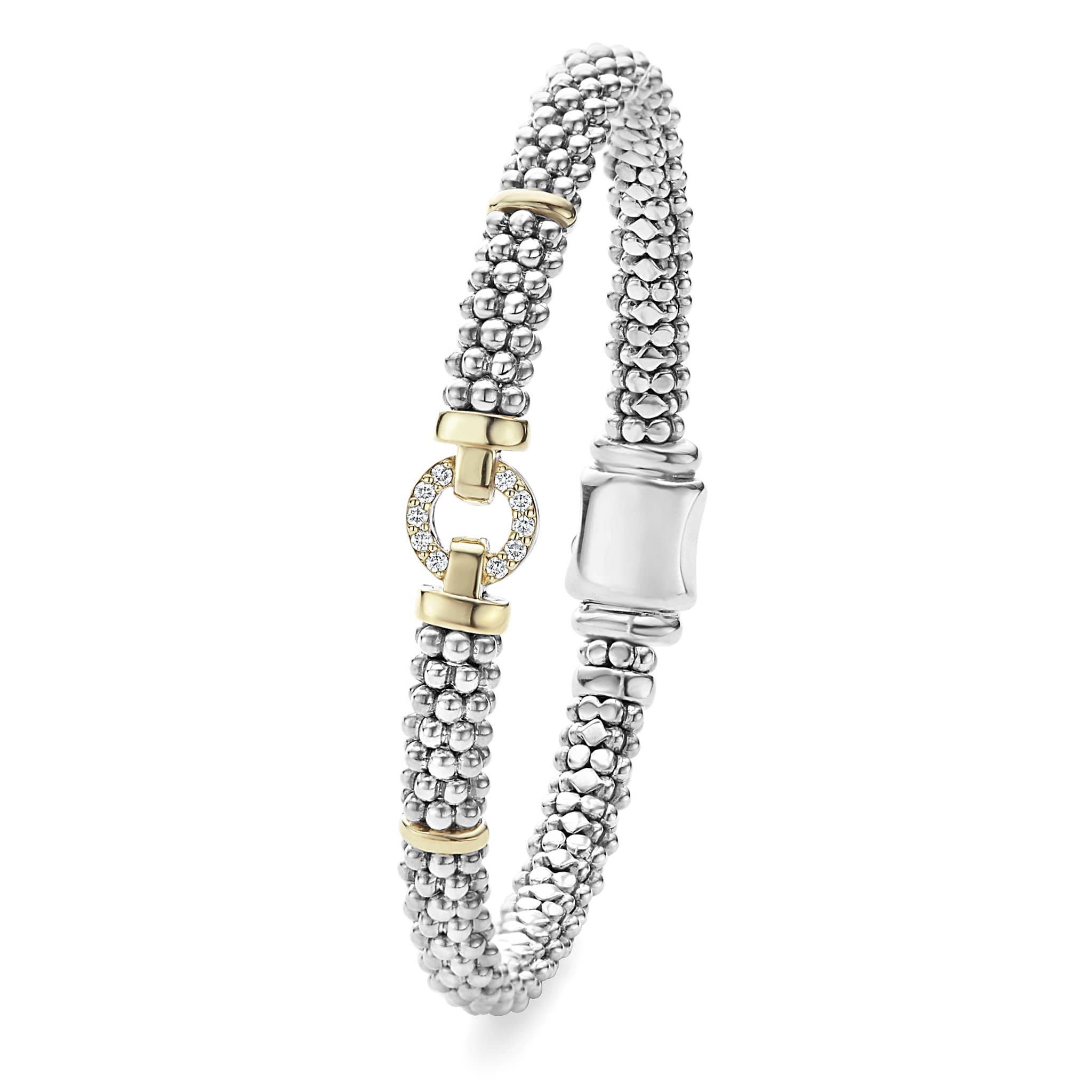 Enso Two-Tone Diamond Circle Caviar Bracelet | 6mm – LAGOS