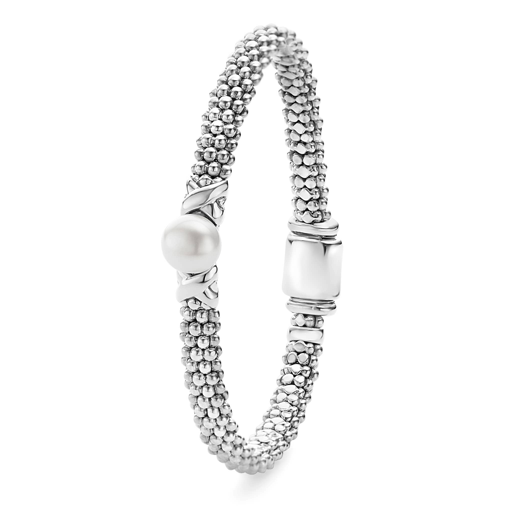 Bracelet à perles Silver Lockit, argent et cordon en polyester noir -  Catégories de luxe, Joaillerie Q05729