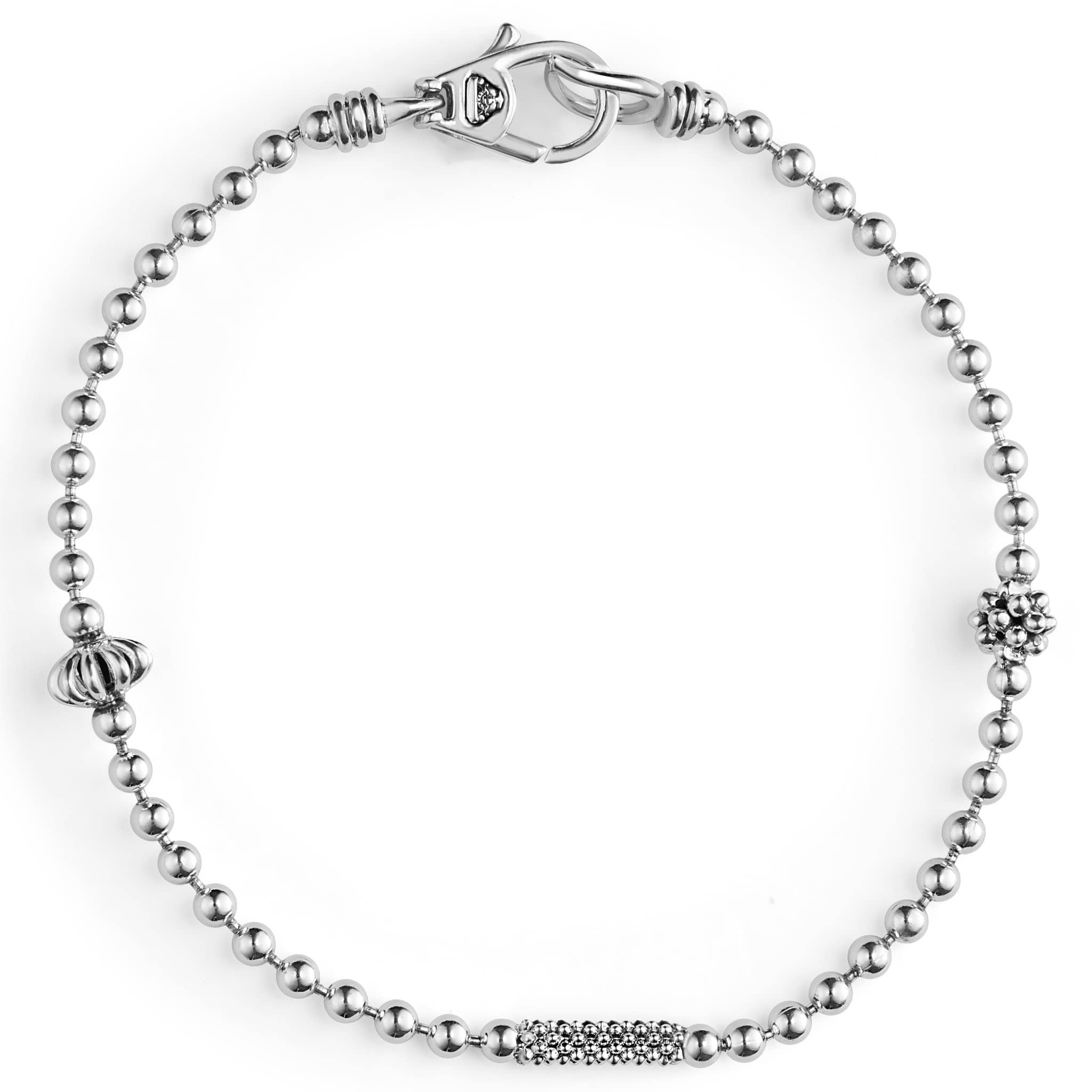 Sterling Silver Multi Strand Bracelet, Beads Bracelet, Women Silver Beaded Bracelet