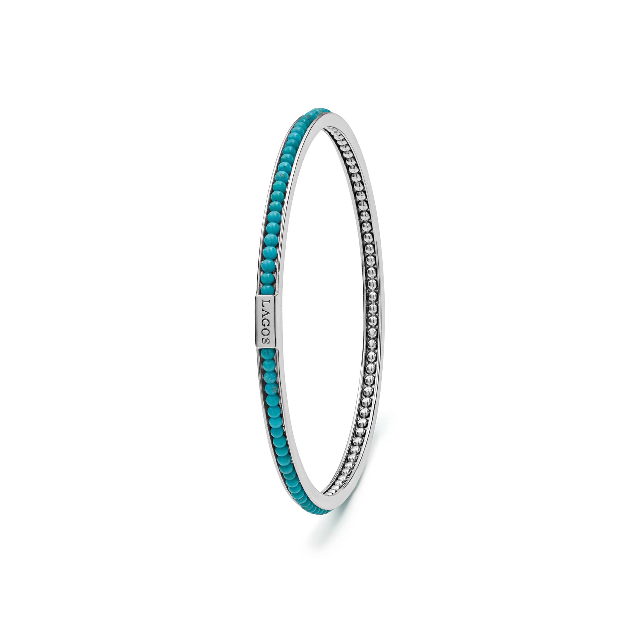 Lagos Sterling Silver Caviar Icon Turquoise Beaded Bangle Bracelet