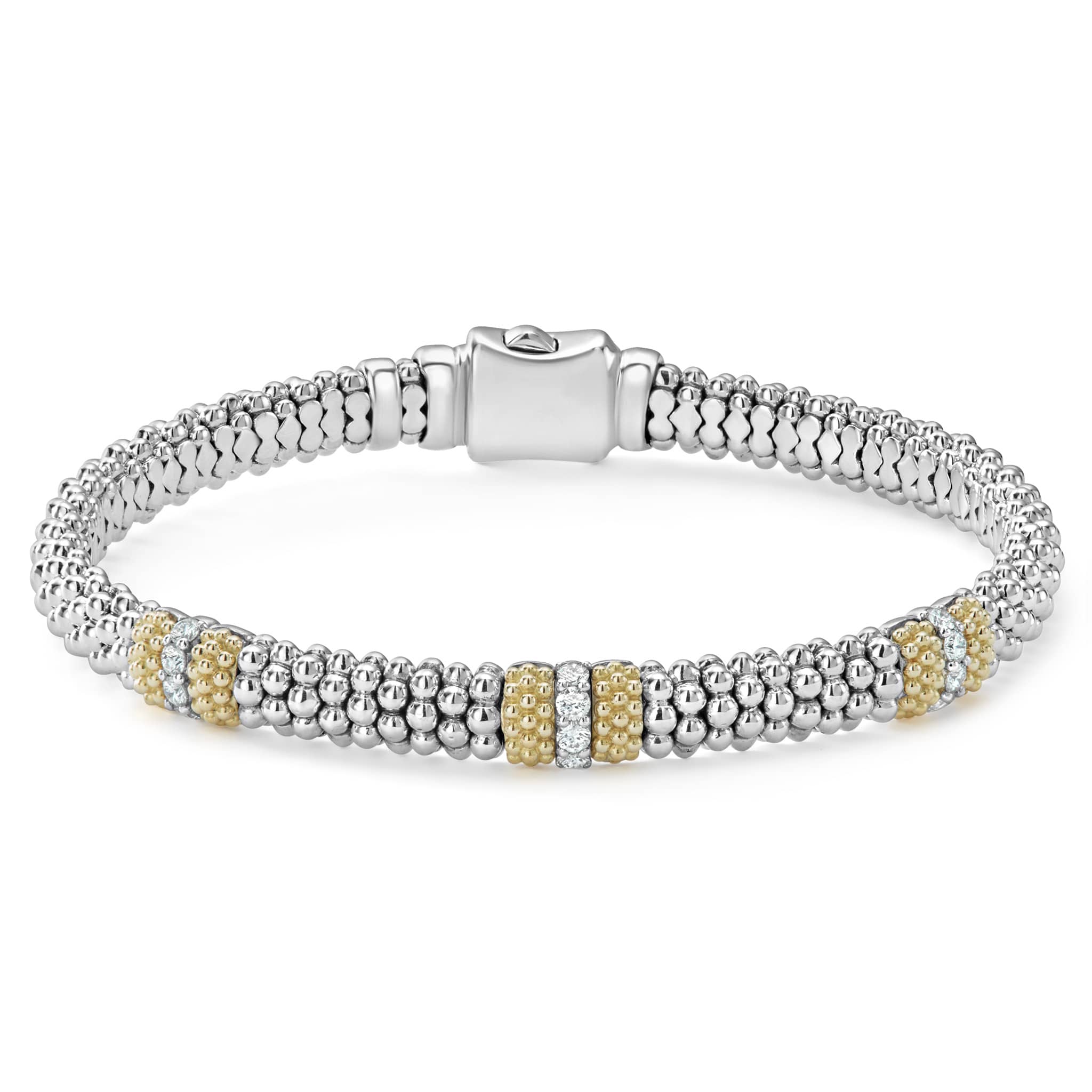 Caviar Lux Three Station Diamond Caviar Bracelet | 6mm – LAGOS