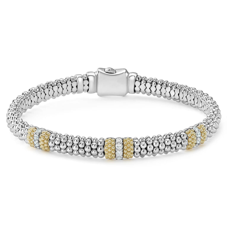 Caviar Lux Three Station Diamond Caviar Bracelet | 6mm – LAGOS