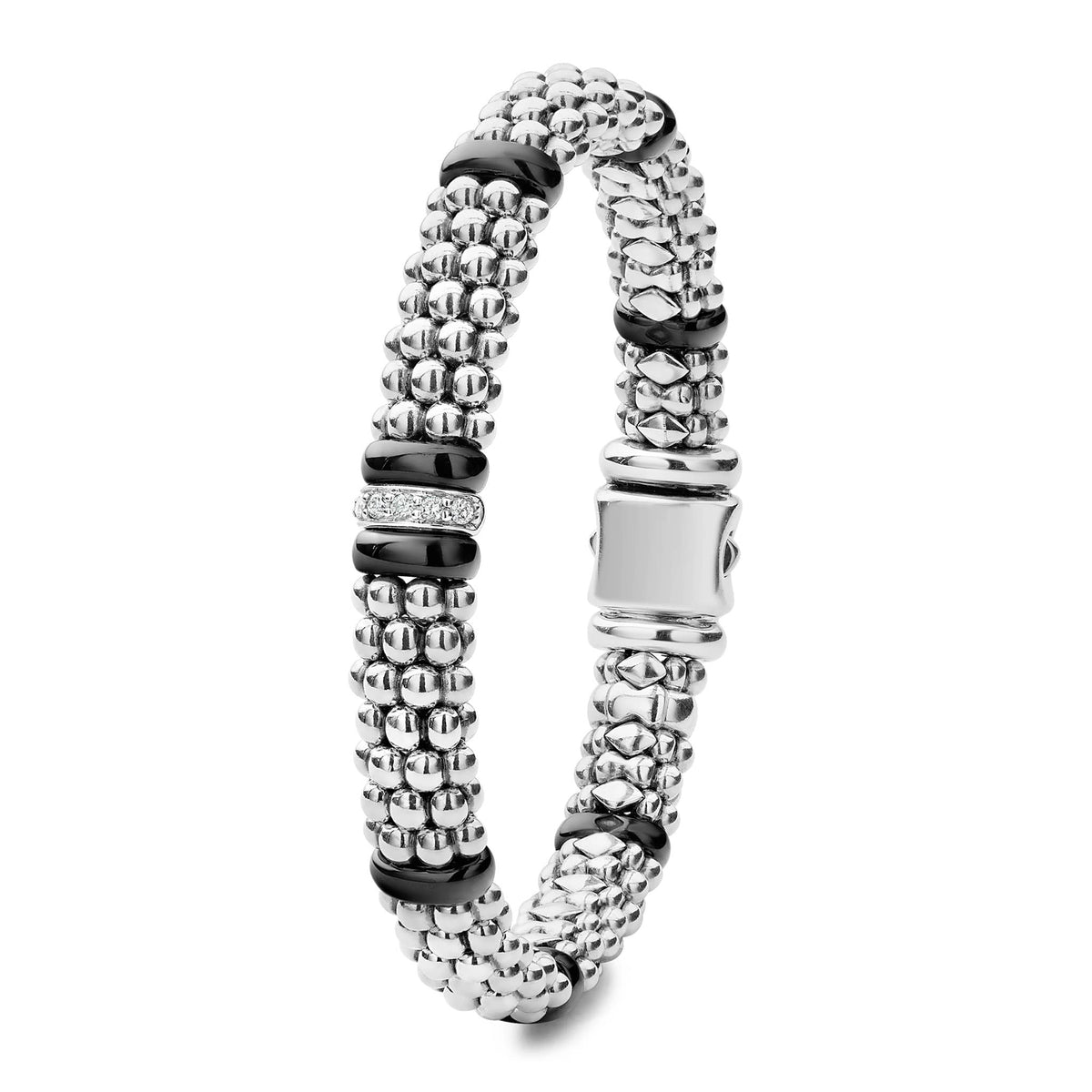 Single Station Diamond Caviar Bracelet | Black Caviar | LAGOS Jewelry