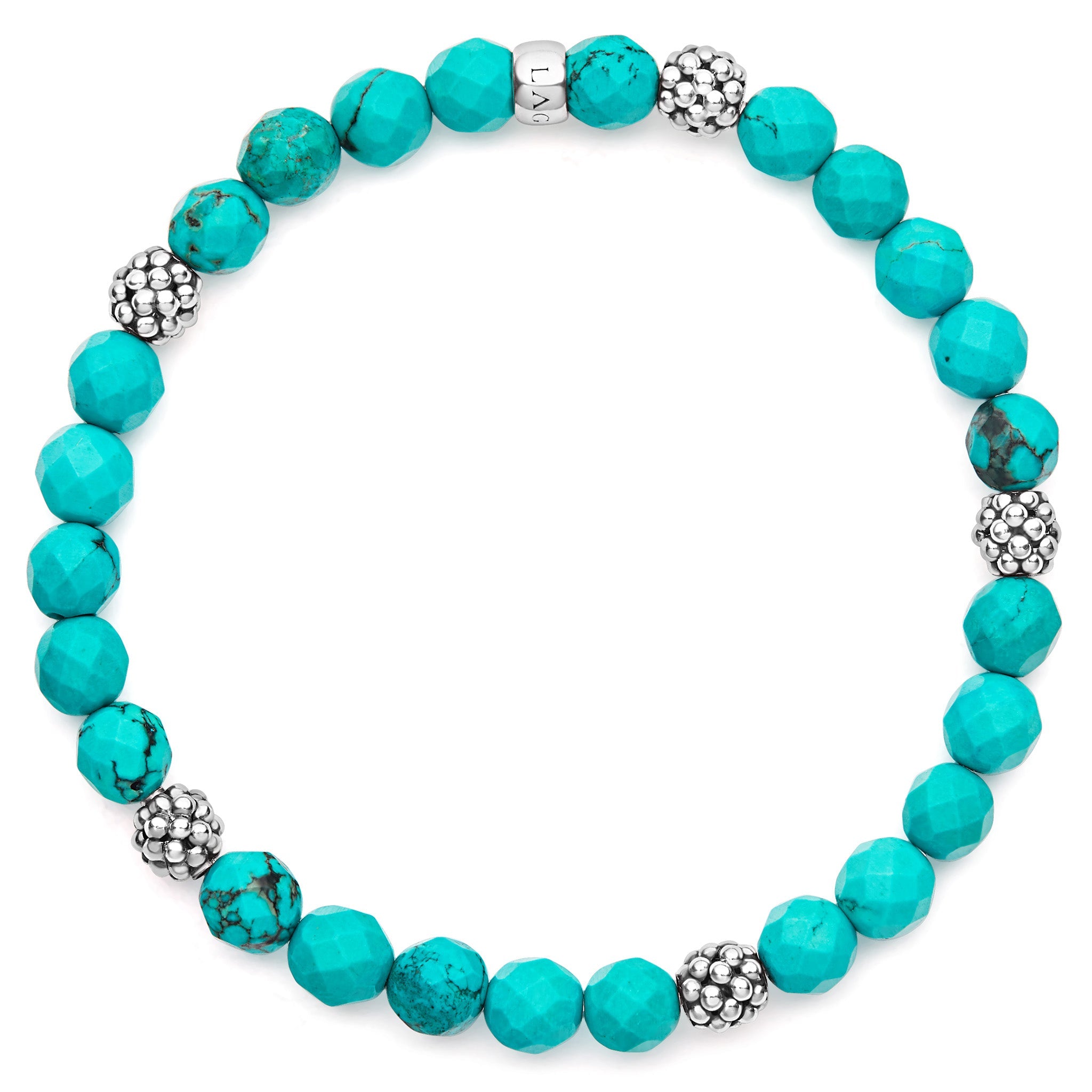 LAGOS Turquoise+sterling orders silver beads bracelet