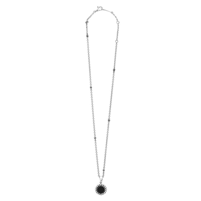 Small Onyx Circle Pendant Necklace | Maya | LAGOS Jewelry