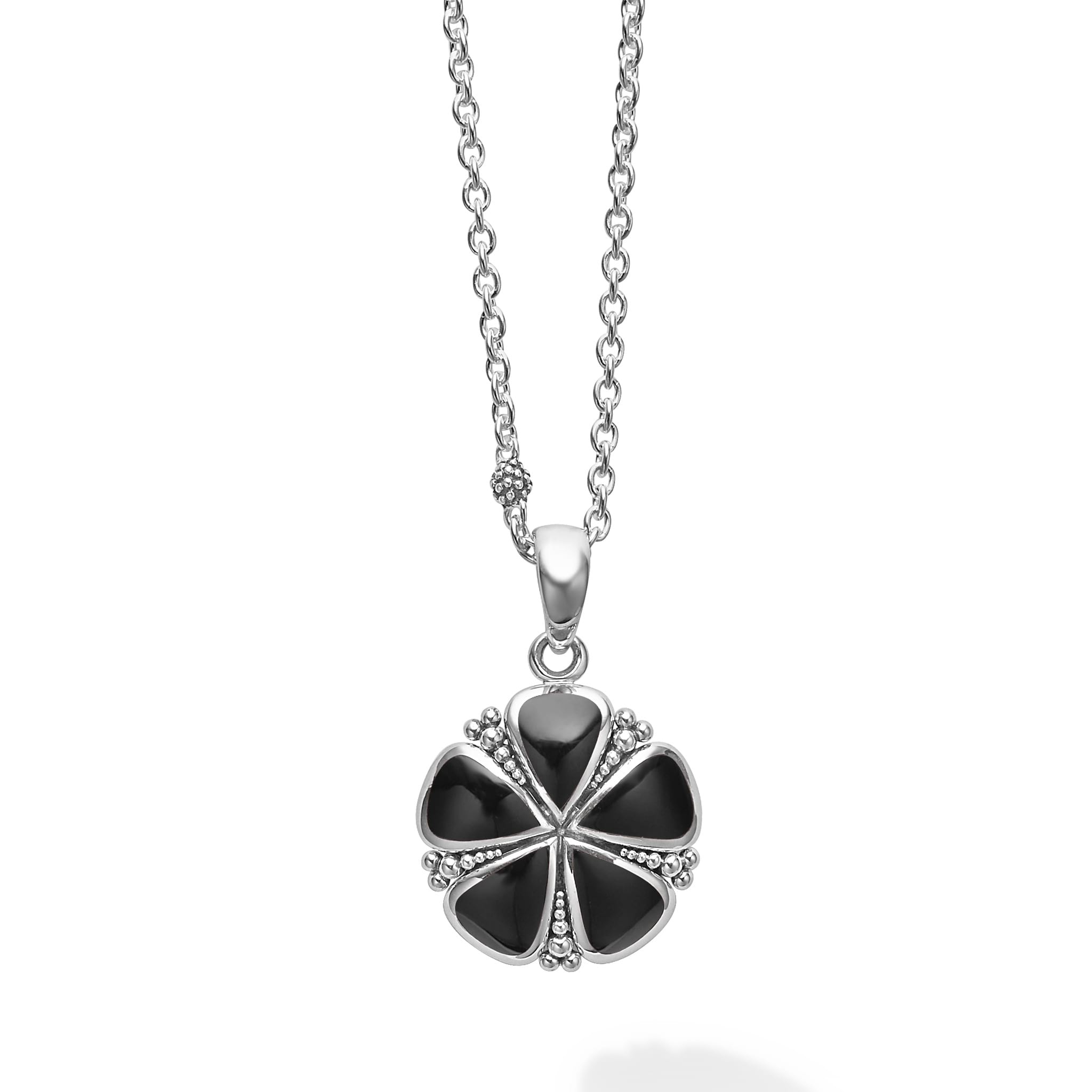 Maya Onyx Flower Pendant Necklace