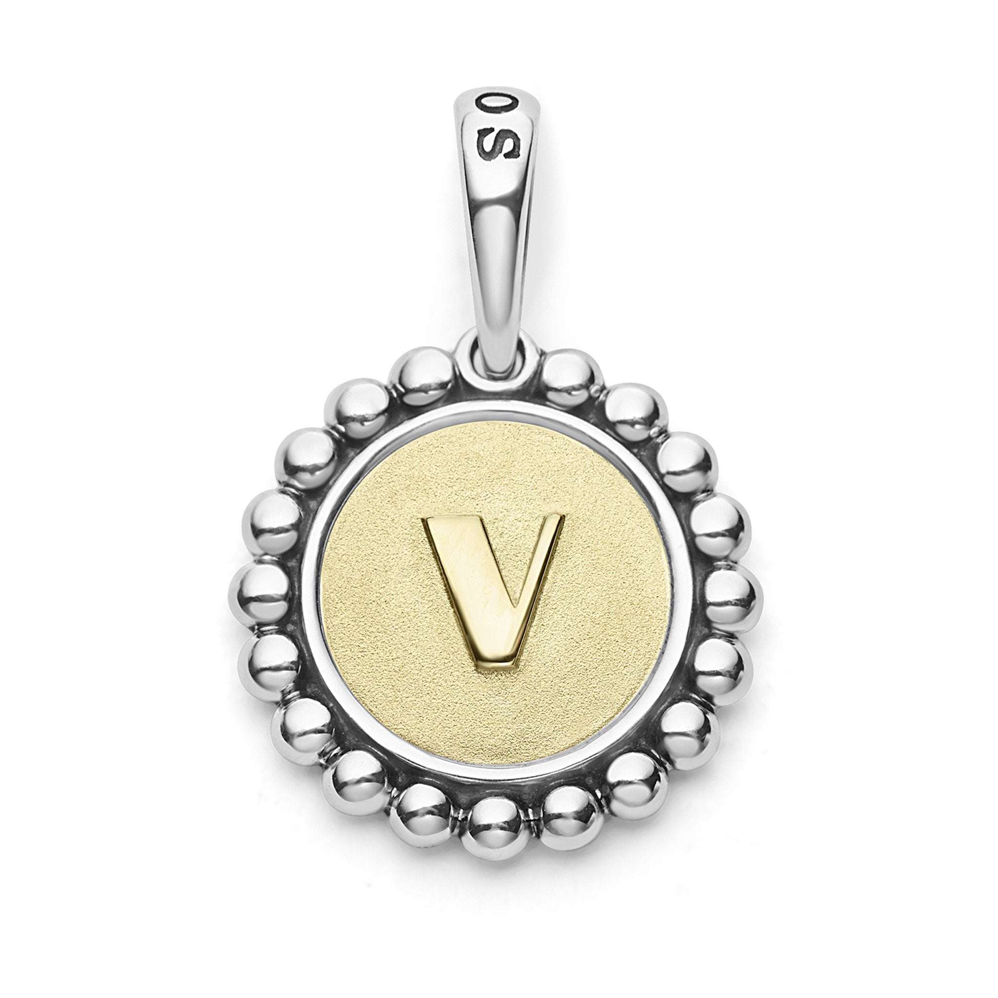 Sterling Silver Initial Charm Necklace, Letter V