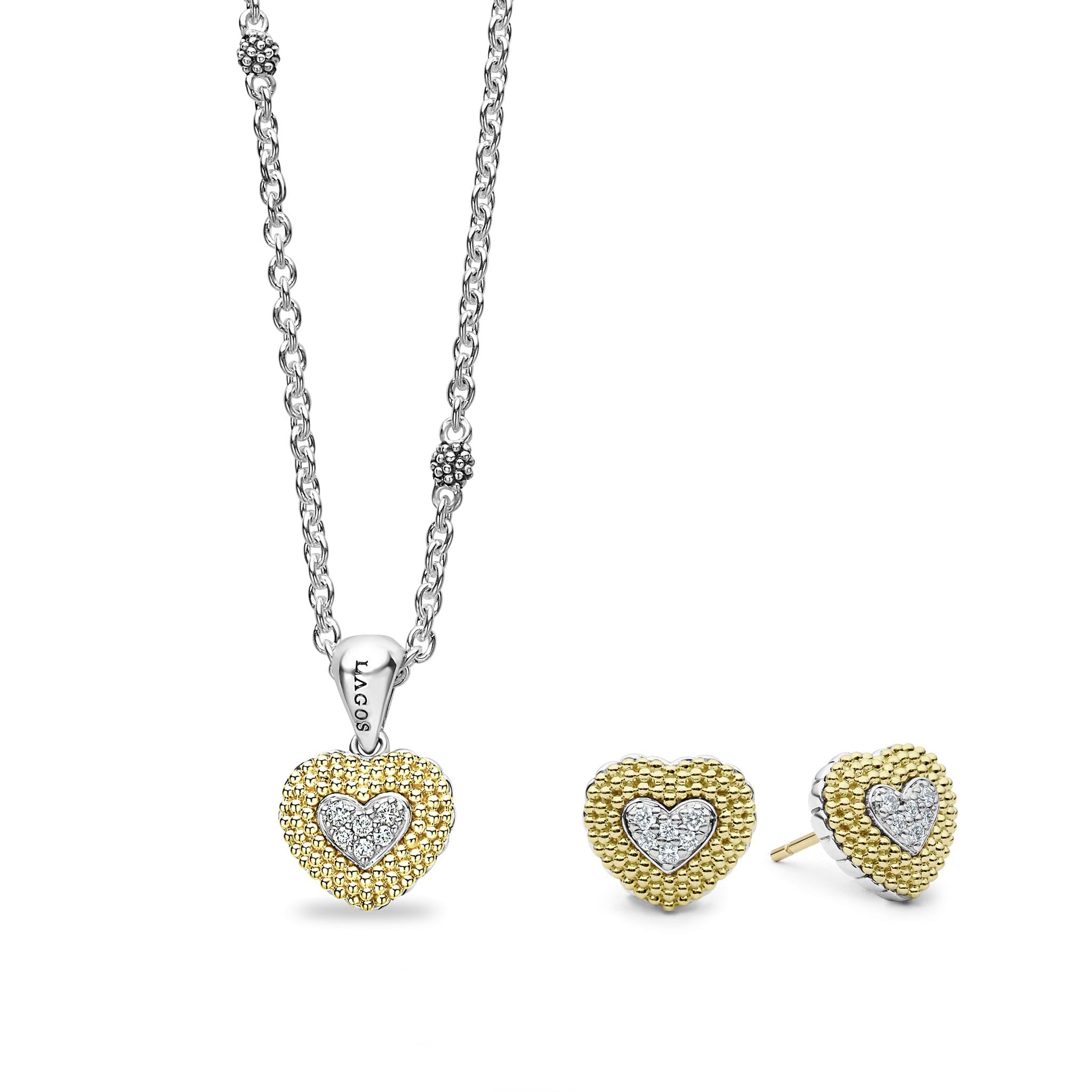 Caviar Lux Diamond Heart Necklace – LAGOS